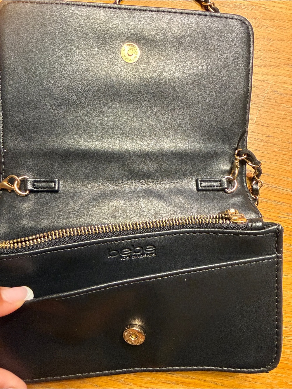 bebe Black Quilted Crossbody with Gold-Tone Chain - Picture 5 of 8